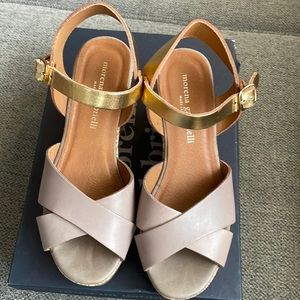 Morena Gabbrielli Gray and Gold Wedge Sandals